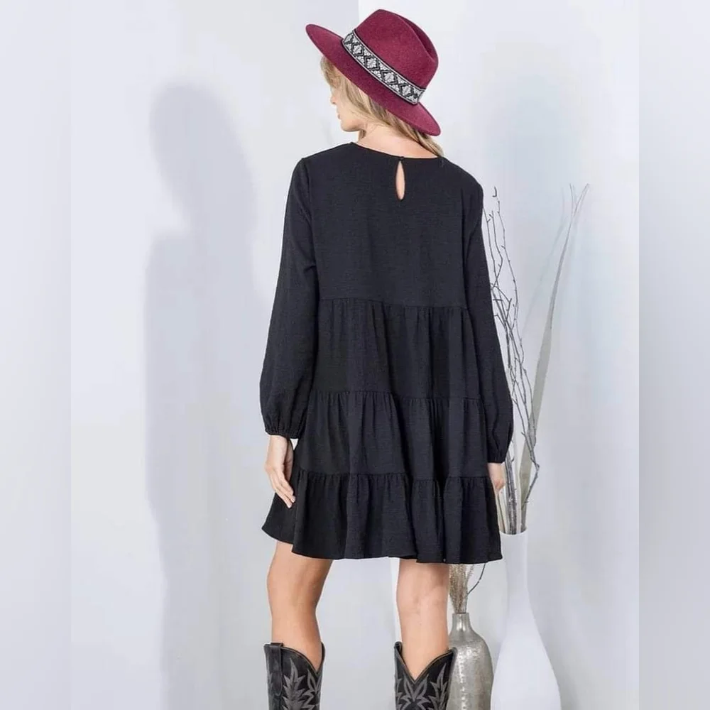 Black Ruffled Dress - Picture 7 of 12